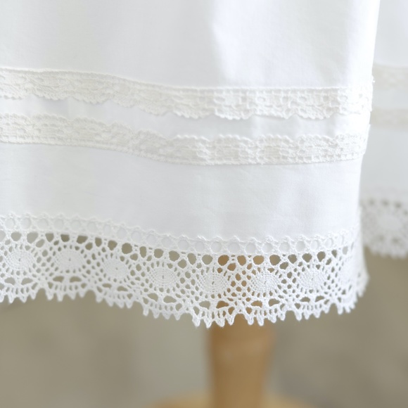 Strasburg Dress White Cotton with Crocheted Lace Girls size 78 Sundress Portrait - Picture 2 of 5